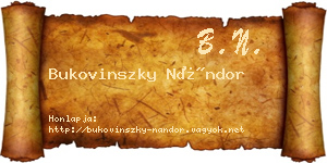 Bukovinszky Nándor névjegykártya